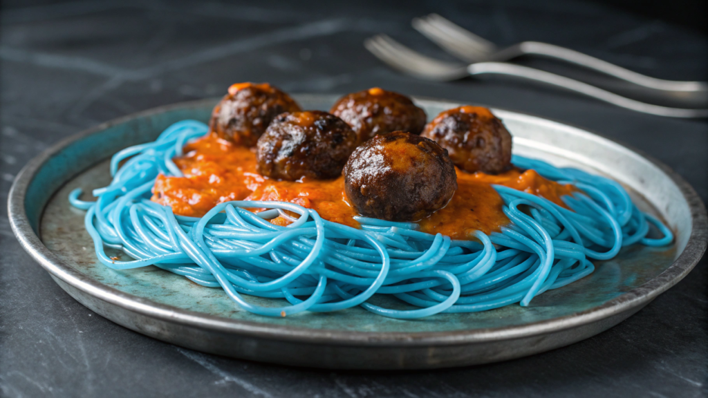 blue-spaghetti,an unnatural food color designed to reduce appetite.